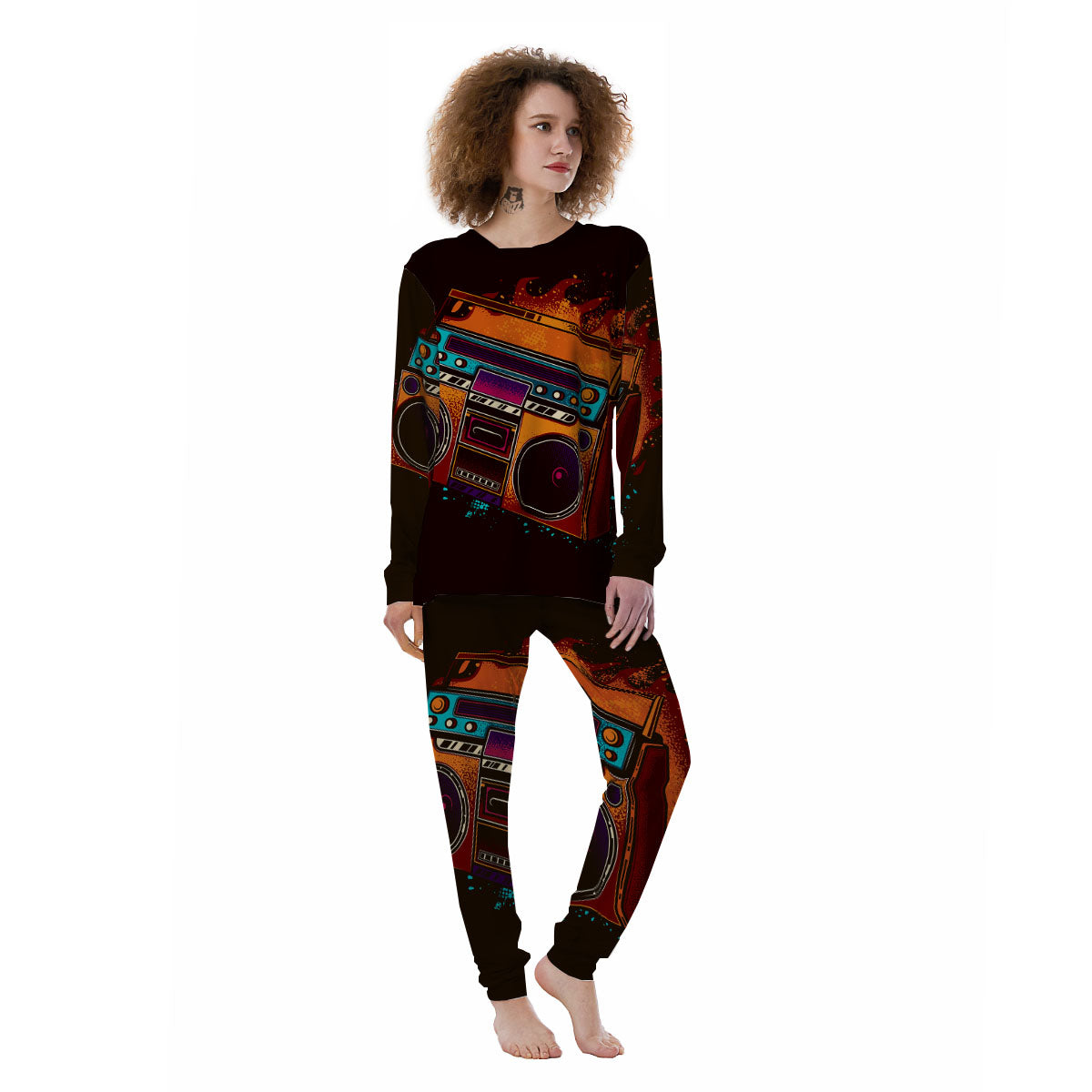Tape Old Cassette Print Women's Pajamas-grizzshop
