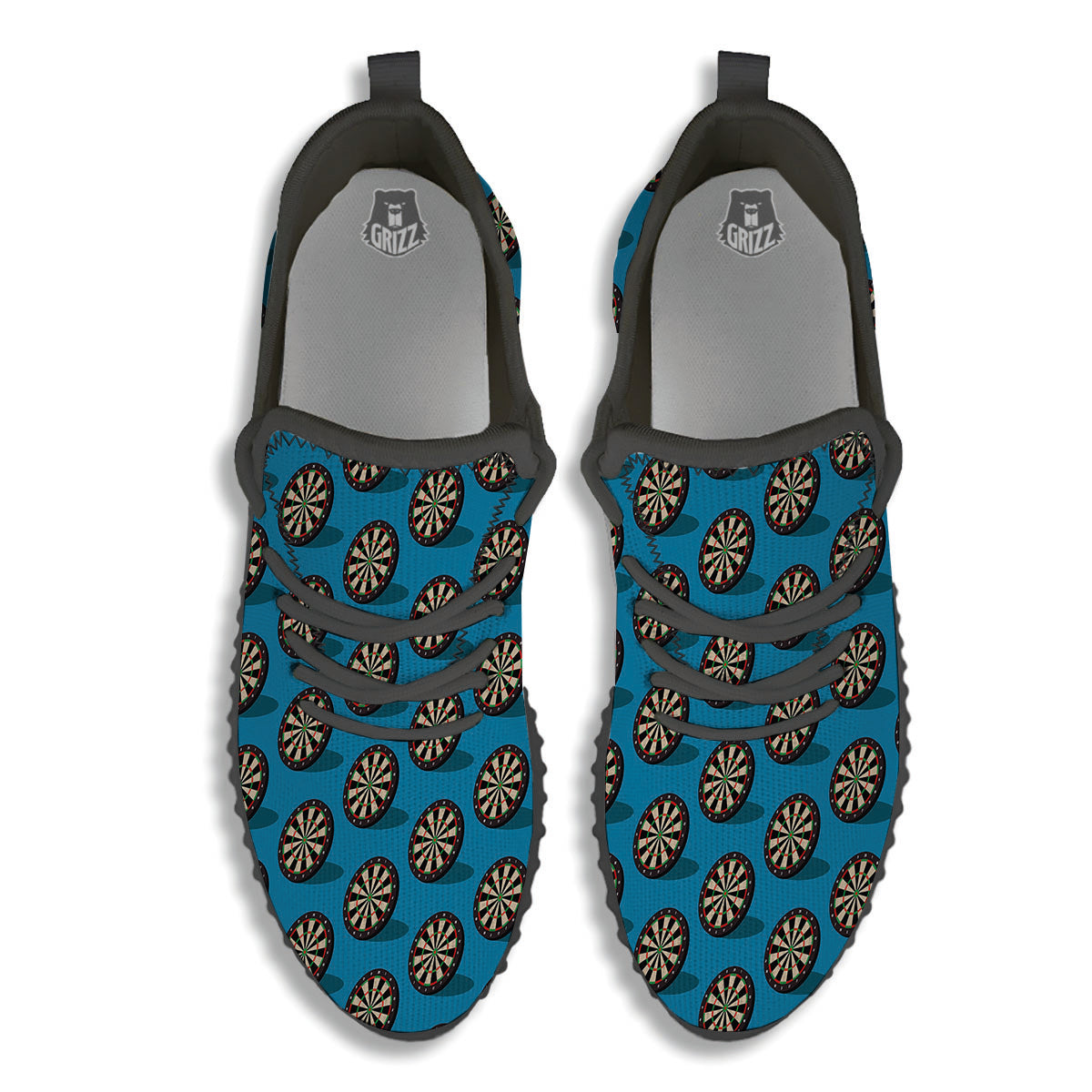 Target Blue Bullseye Print Pattern Black Walking Shoes-grizzshop