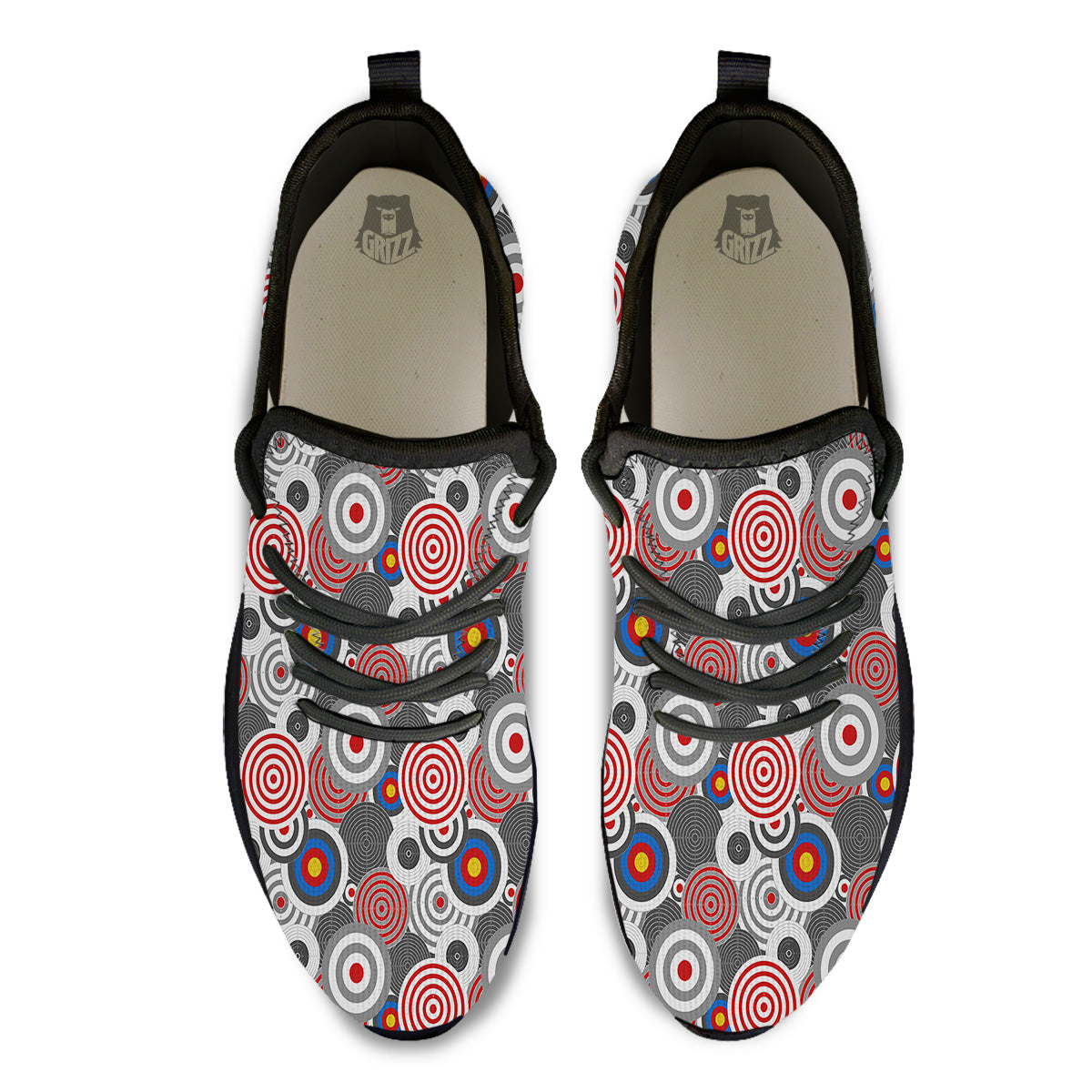 Target Darts Board Game Print Pattern Black Athletic Shoes-grizzshop