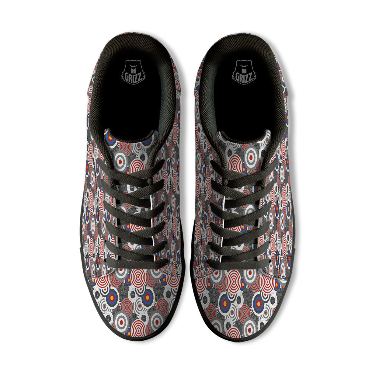 Target Darts Board Game Print Pattern Black Low Top Sneakers-grizzshop