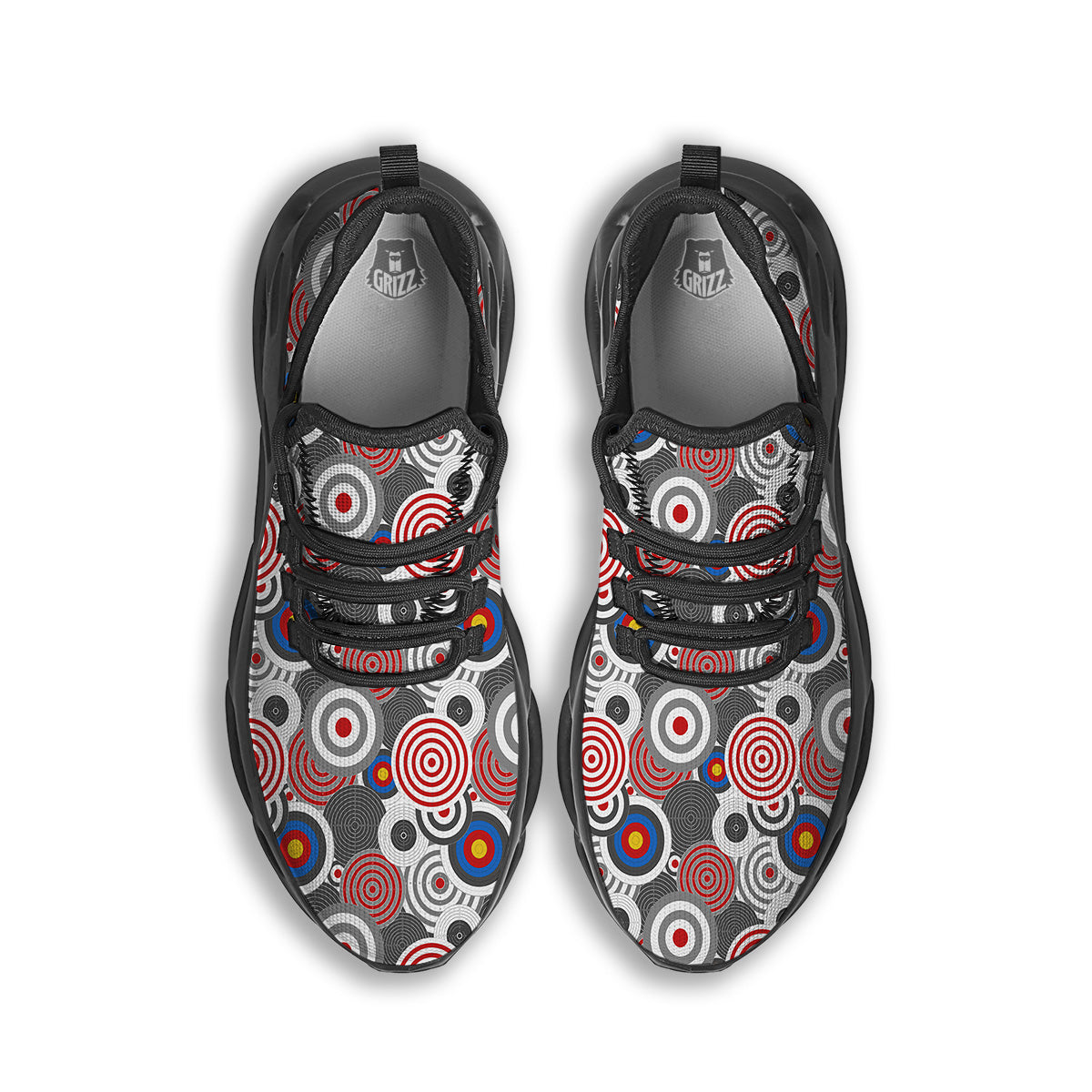 Target Darts Board Game Print Pattern Black Running Shoes-grizzshop