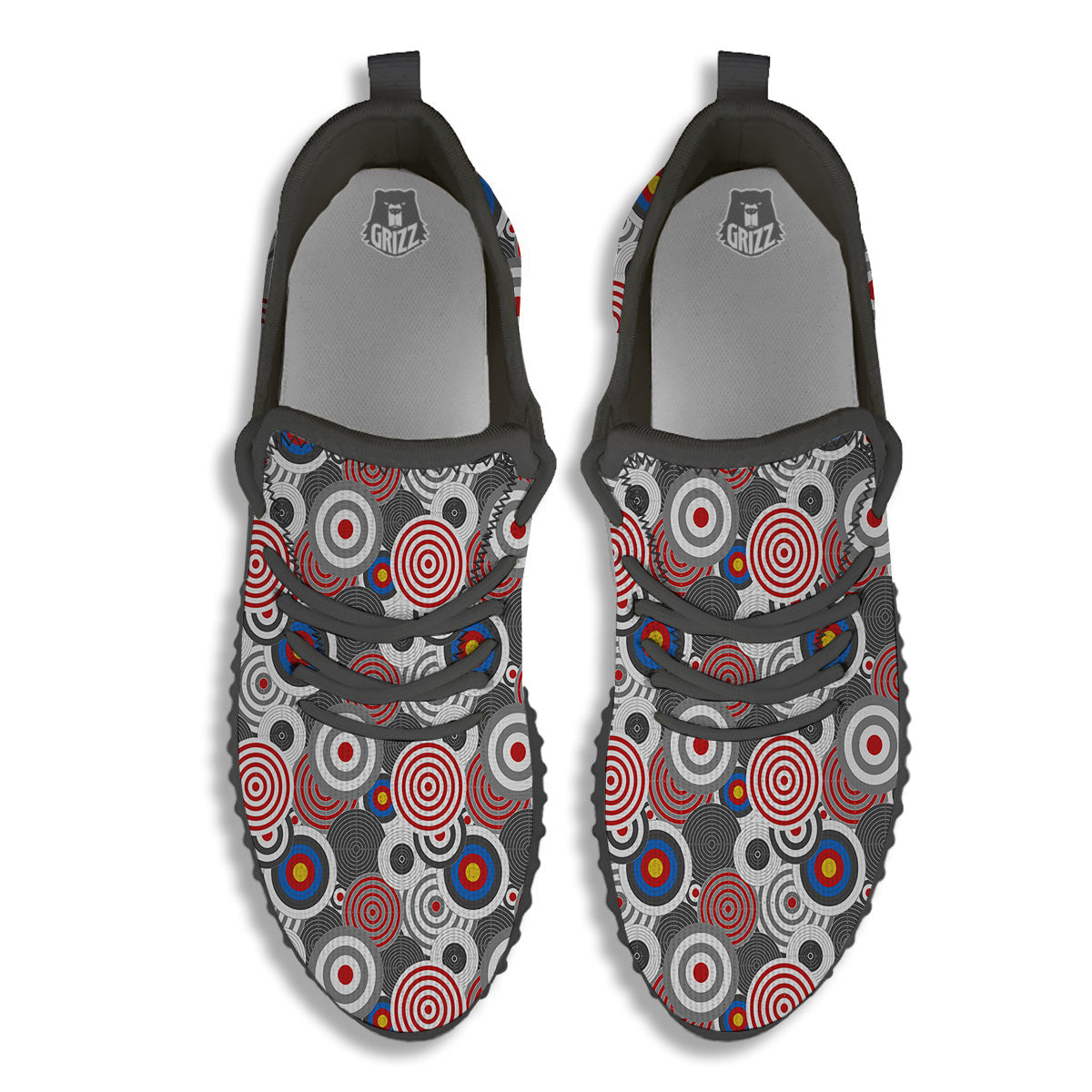 Target Darts Board Game Print Pattern Black Walking Shoes-grizzshop