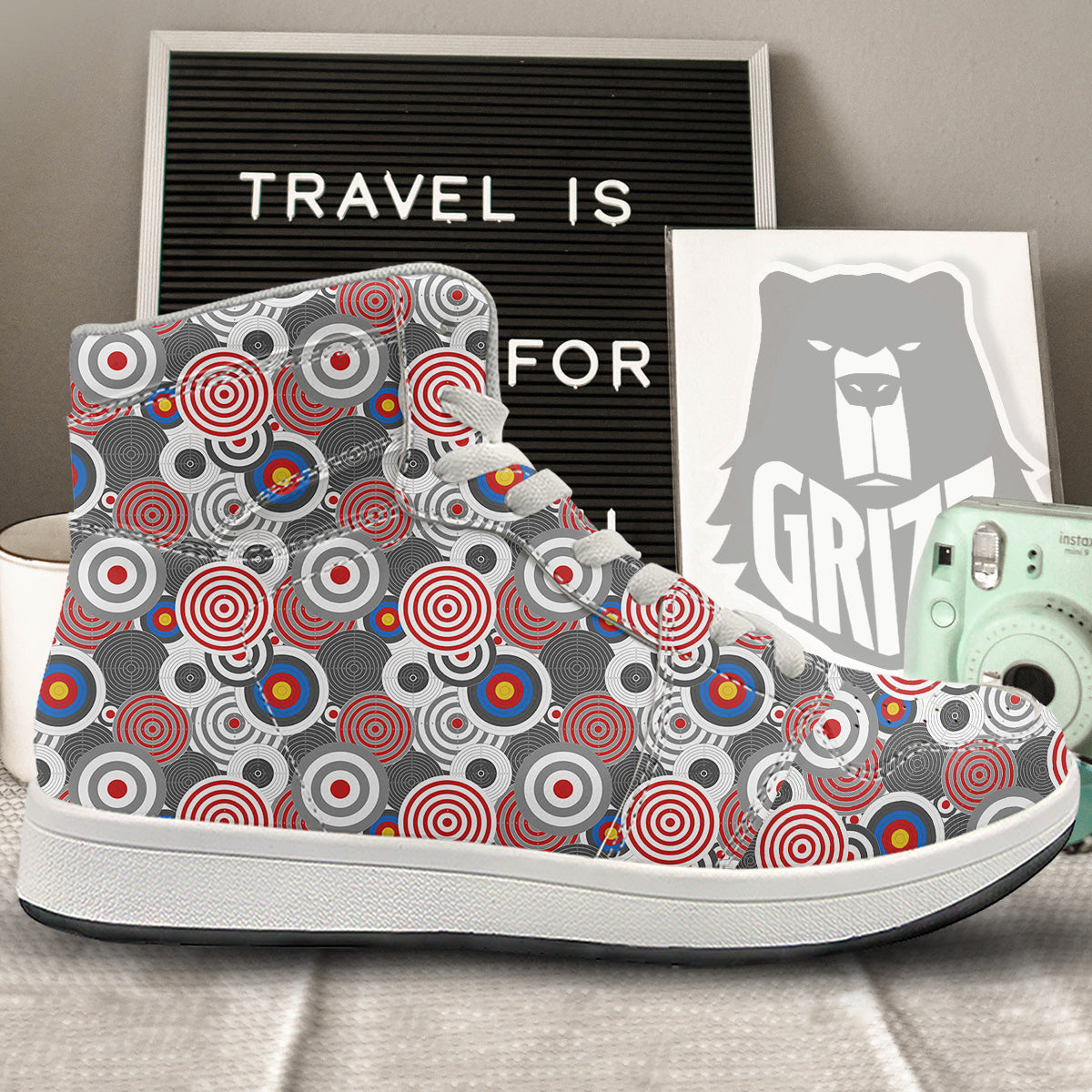 Target Darts Board Game Print Pattern High Top Sneakers-grizzshop