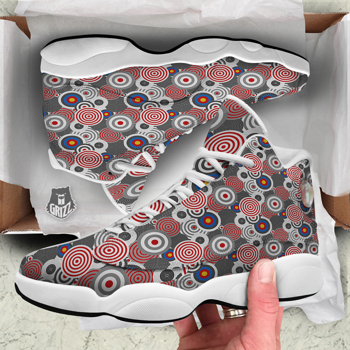 Target Darts Board Game Print Pattern White Basketball Shoes-grizzshop