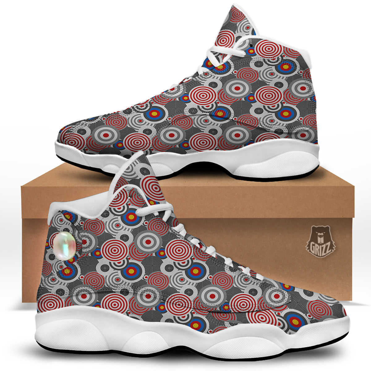 Target Darts Board Game Print Pattern White Basketball Shoes-grizzshop