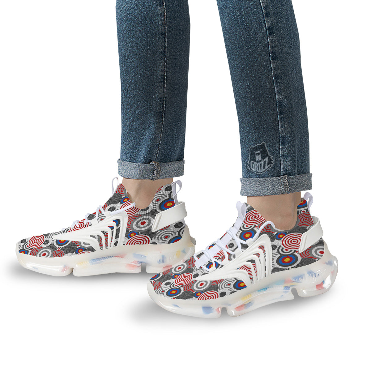 Target Darts Board Game Print Pattern White Gym Shoes-grizzshop