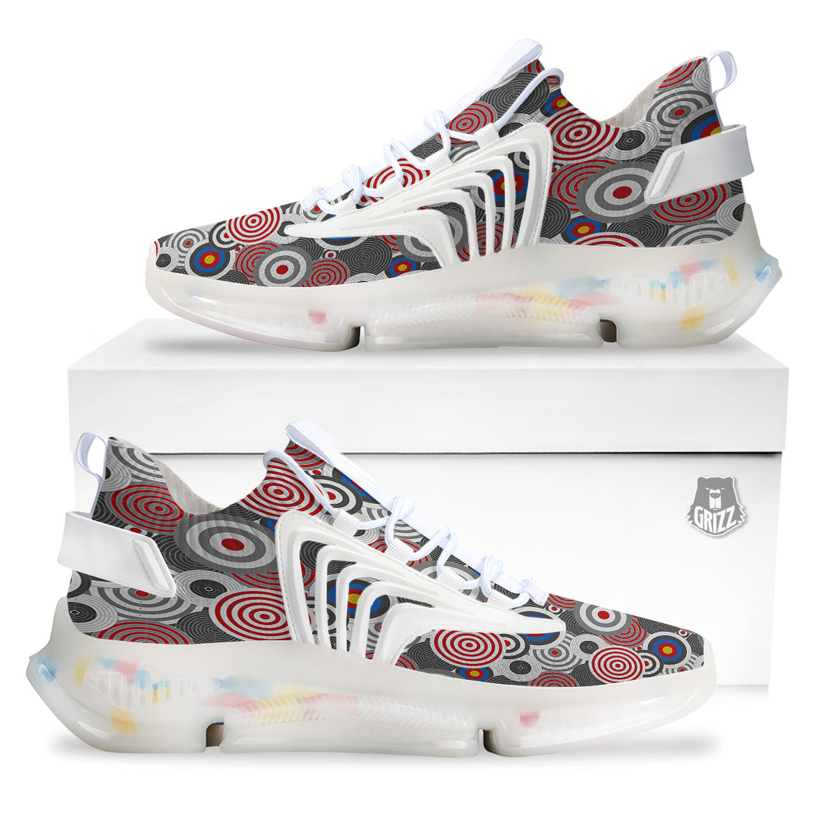Target Darts Board Game Print Pattern White Gym Shoes-grizzshop