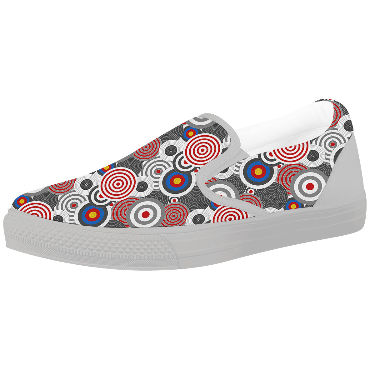 Target Darts Board Game Print Pattern White Slip On Shoes-grizzshop