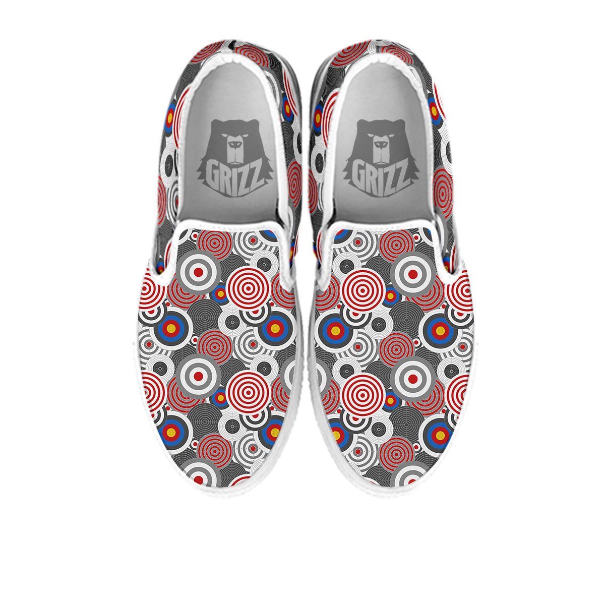 Target Darts Board Game Print Pattern White Slip On Shoes-grizzshop