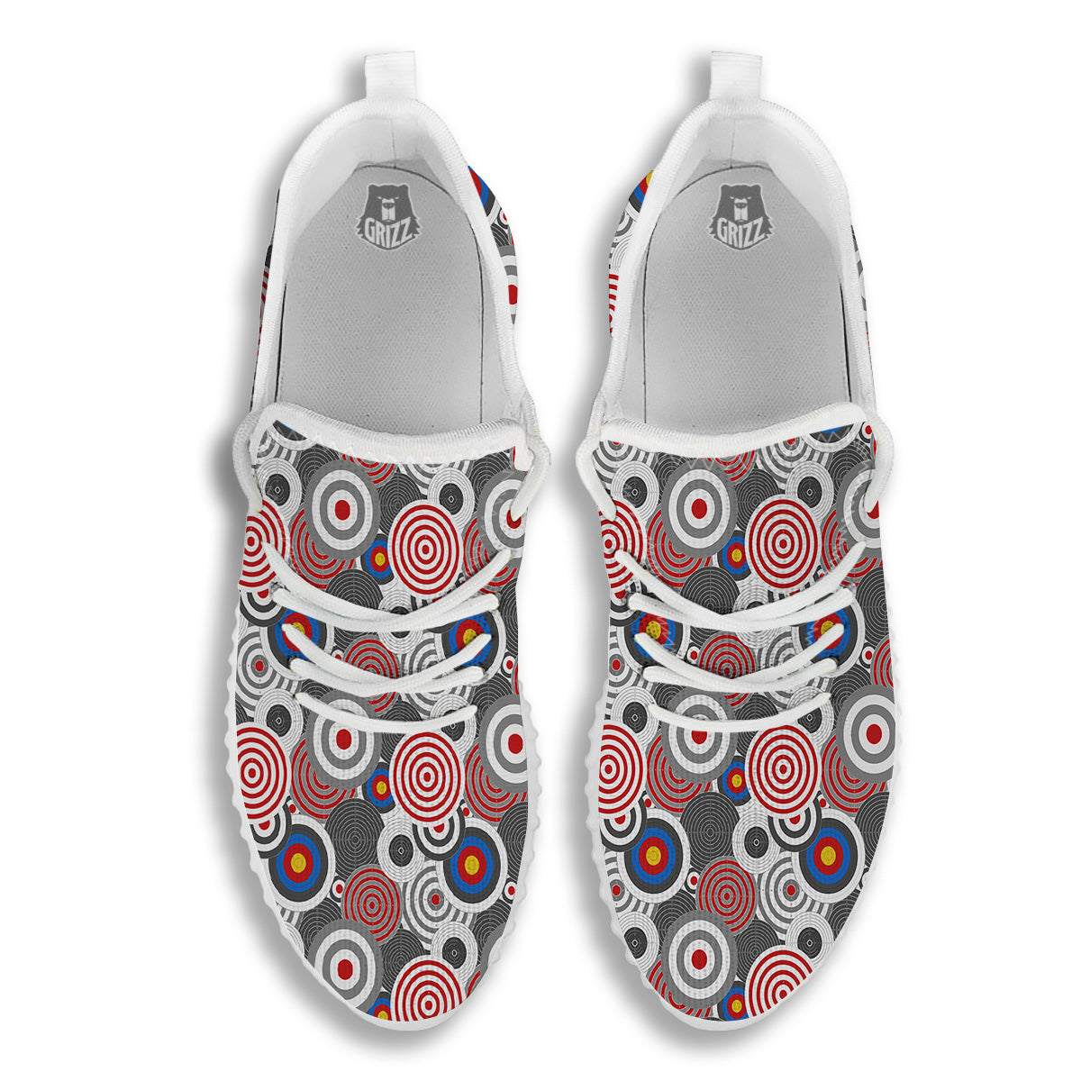 Target Darts Board Game Print Pattern White Walking Shoes-grizzshop