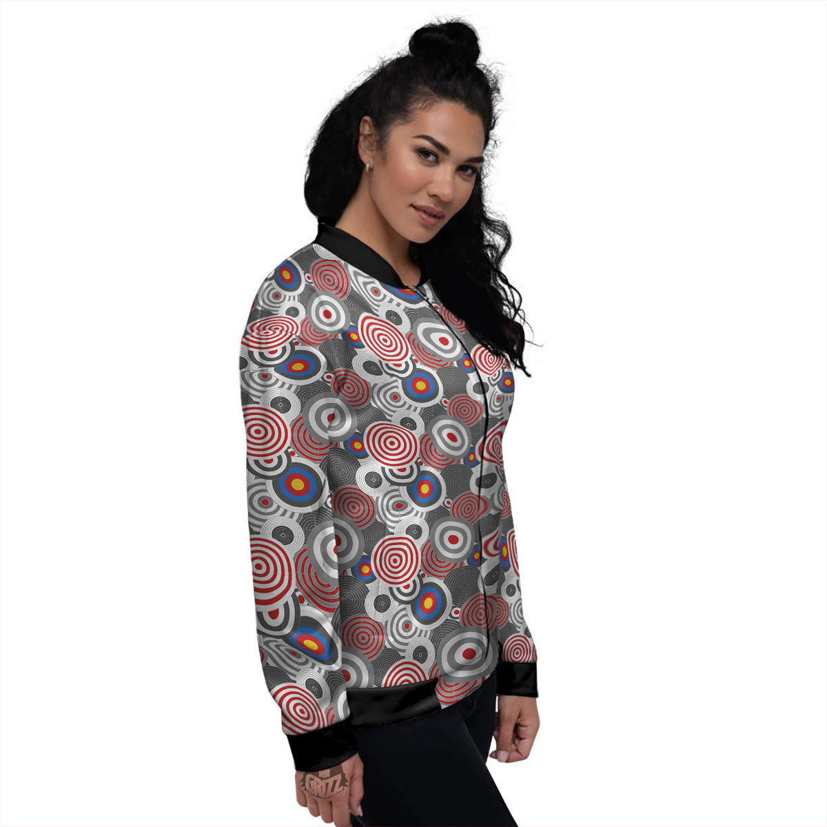 Target Darts Board Game Print Pattern Women's Bomber Jacket-grizzshop