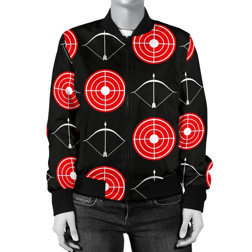 Targets Archery Pattern Print Women Casual Bomber Jacket-grizzshop