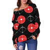 Targets Archery Pattern Print Women Off Shoulder Sweatshirt-grizzshop