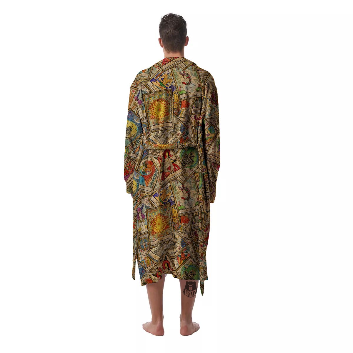 Tarot Card Wicca Vintage Print Pattern Men's Robe-grizzshop