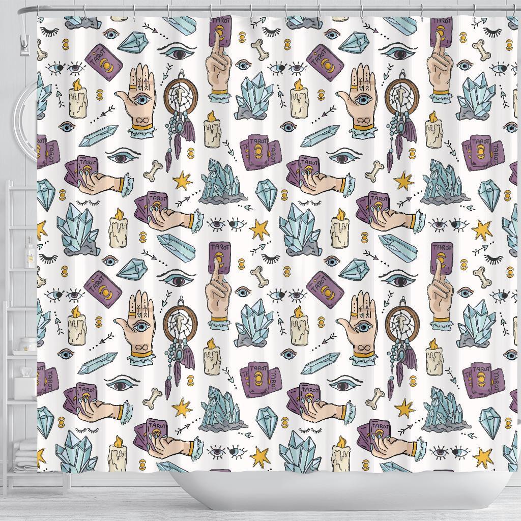 Tarot Pattern Print Bathroom Shower Curtain-grizzshop