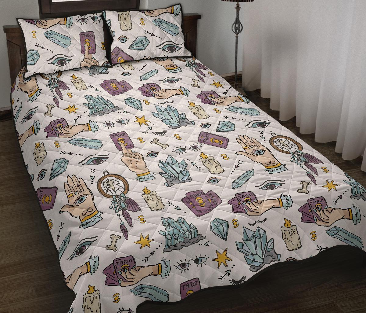 Tarot Pattern Print Bed Set Quilt-grizzshop
