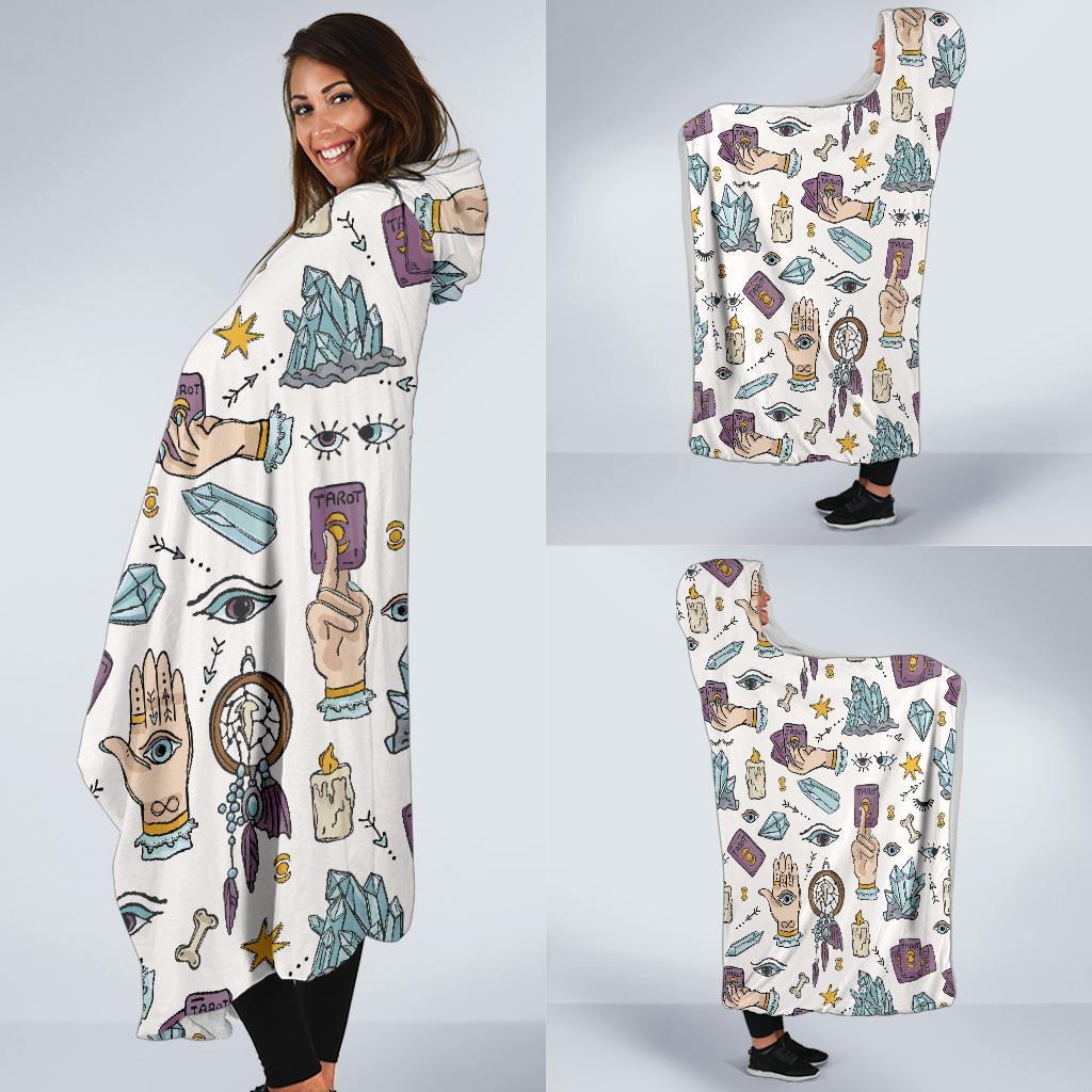 Tarot Pattern Print Hooded Blanket-grizzshop