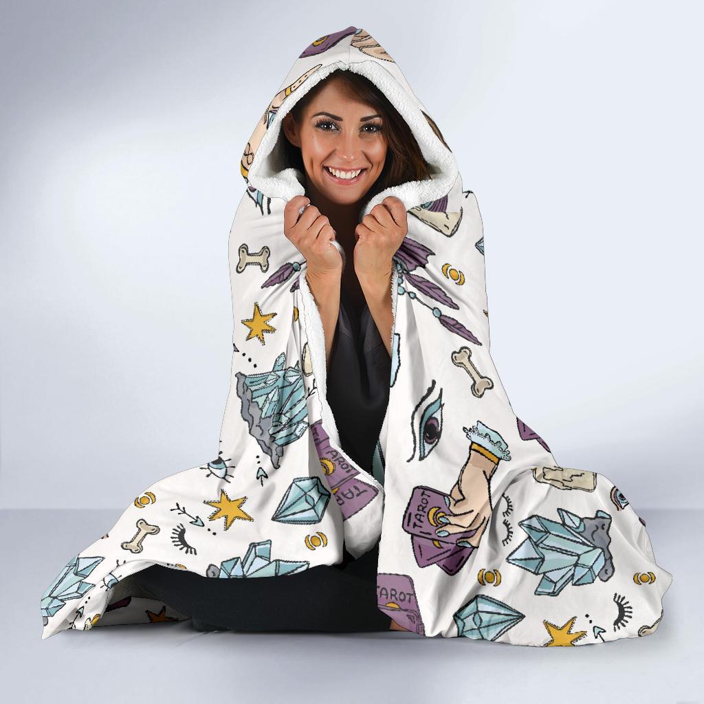 Tarot Pattern Print Hooded Blanket-grizzshop