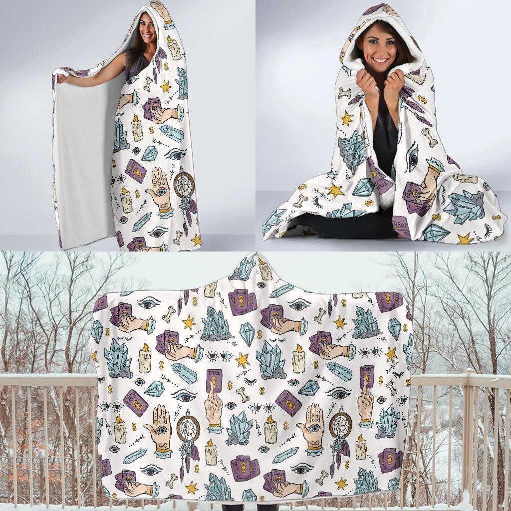 Tarot Pattern Print Hooded Blanket-grizzshop