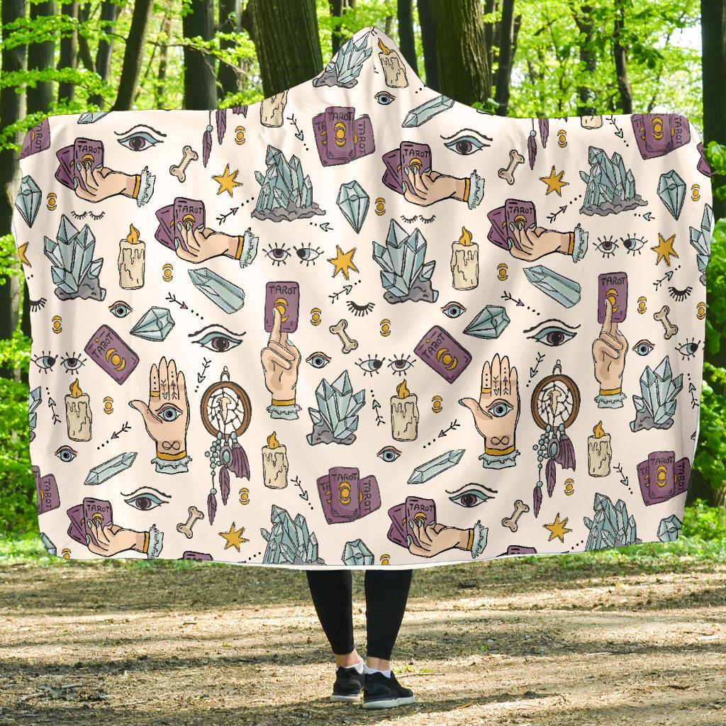 Tarot Pattern Print Hooded Blanket-grizzshop