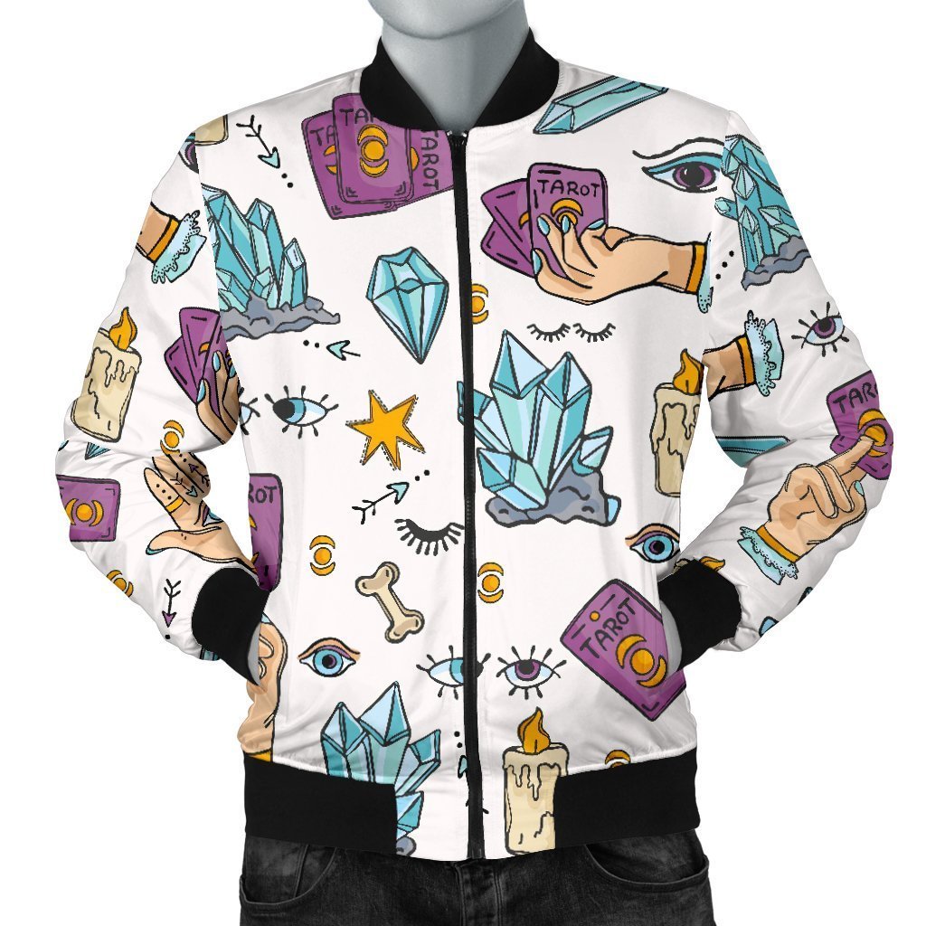 Tarot Pattern Print Men's Bomber Jacket-grizzshop