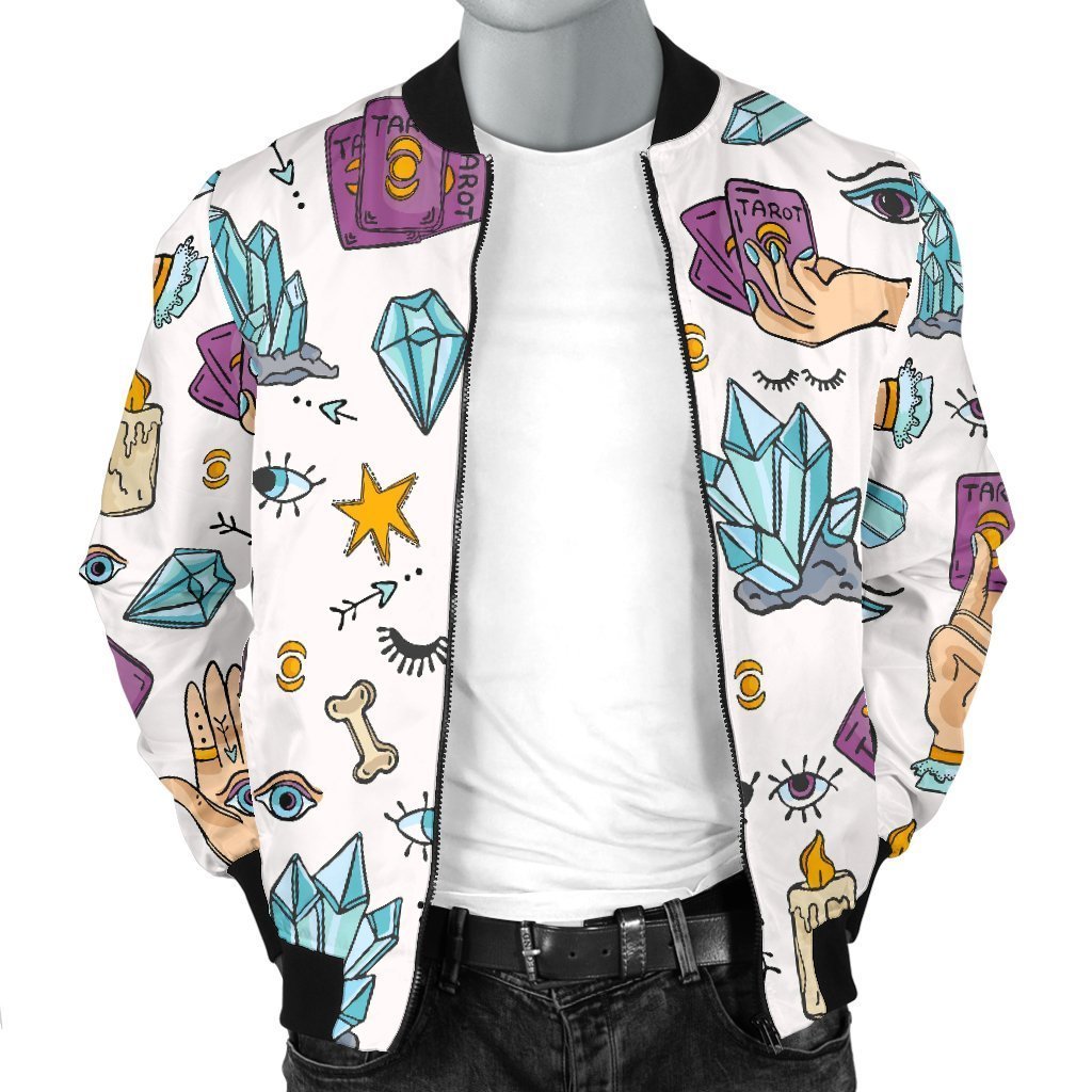 Tarot Pattern Print Men's Bomber Jacket-grizzshop