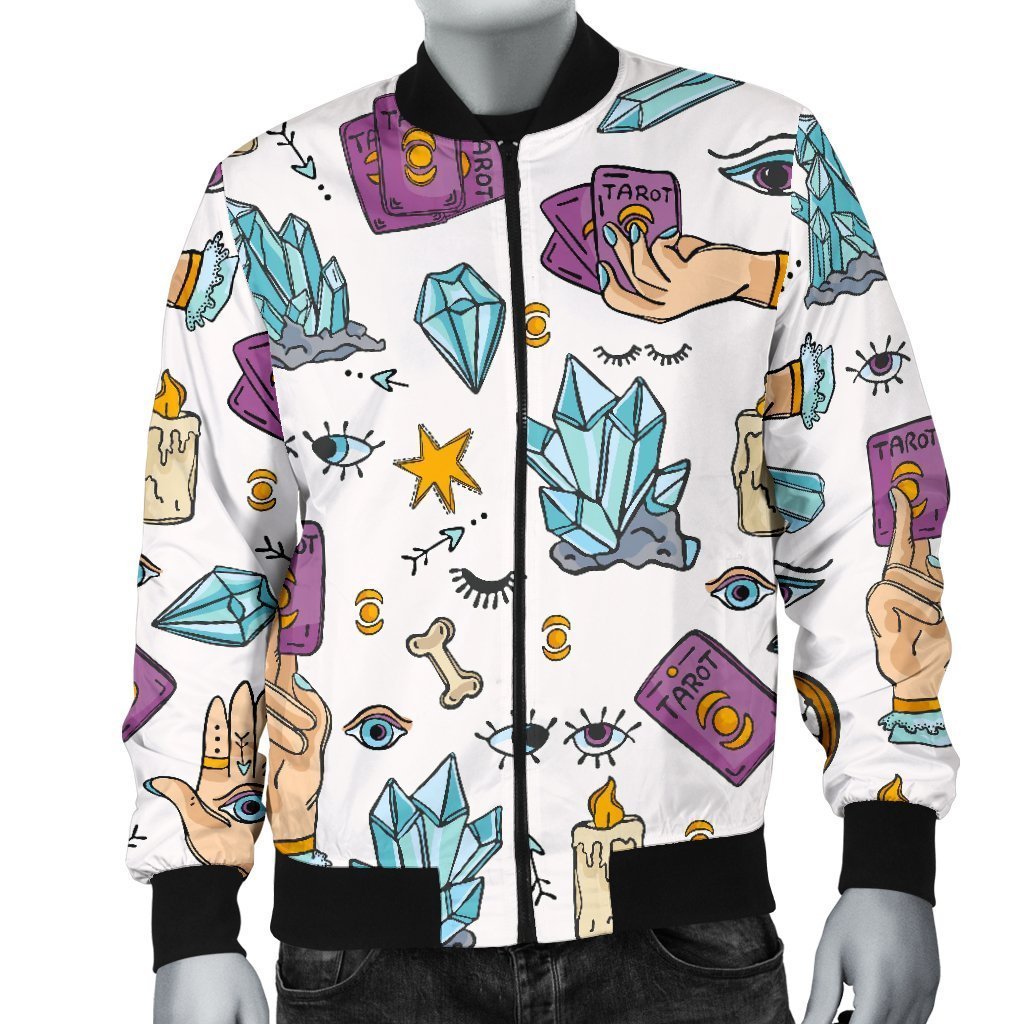 Tarot Pattern Print Men's Bomber Jacket-grizzshop