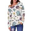 Tarot Pattern Print Women Off Shoulder Sweatshirt-grizzshop