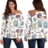 Tarot Pattern Print Women Off Shoulder Sweatshirt-grizzshop