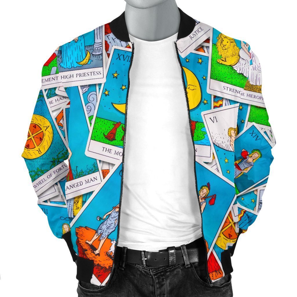 Tarot Print Pattern Men's Bomber Jacket-grizzshop