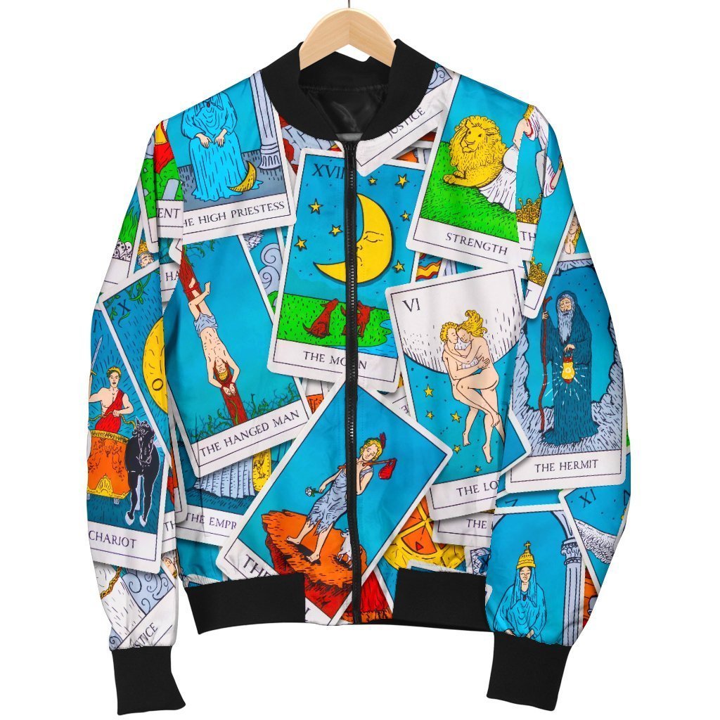 Tarot Print Pattern Men's Bomber Jacket-grizzshop