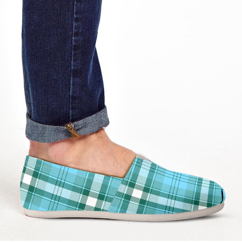 Tartan Aqua Blue Plaid Canvas Shoes-grizzshop