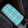 Tartan Aqua Blue Plaid Car Console Cover-grizzshop