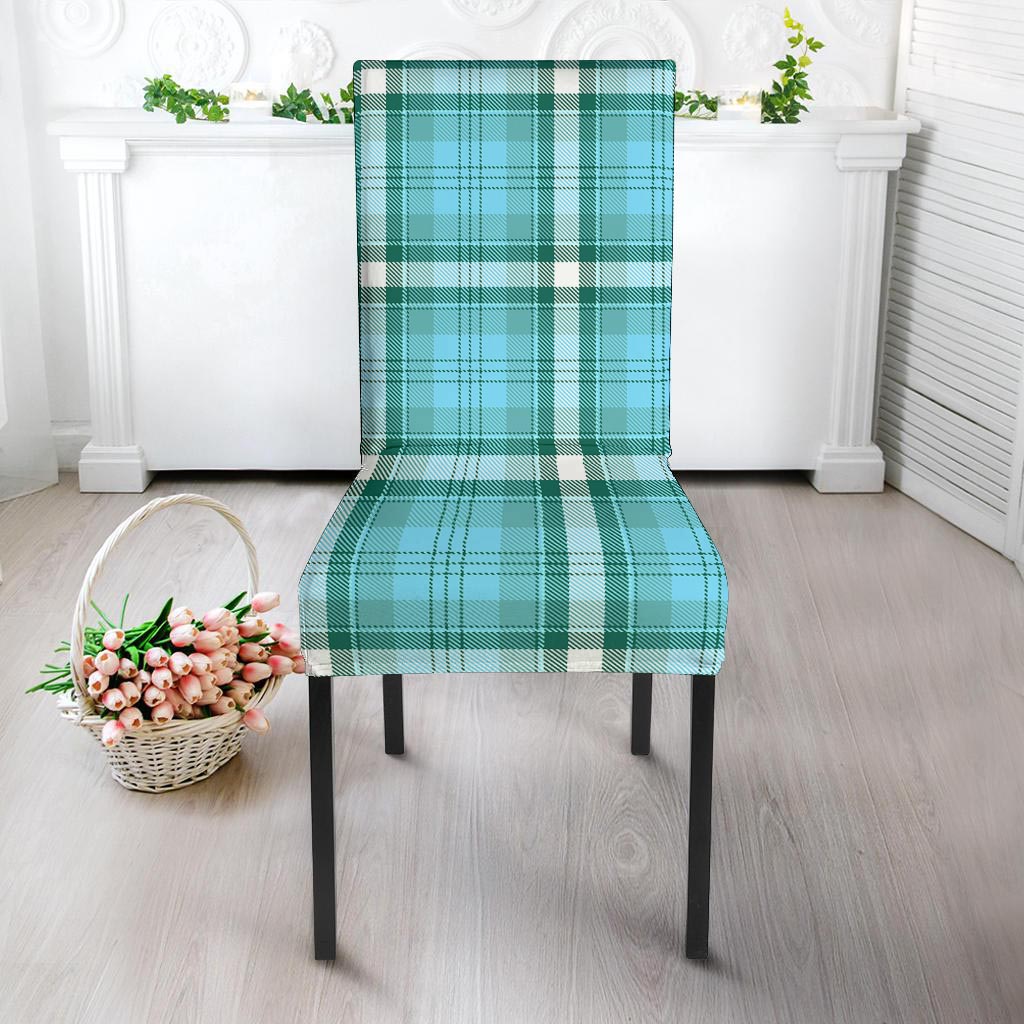Tartan Aqua Blue Plaid Chair Cover-grizzshop