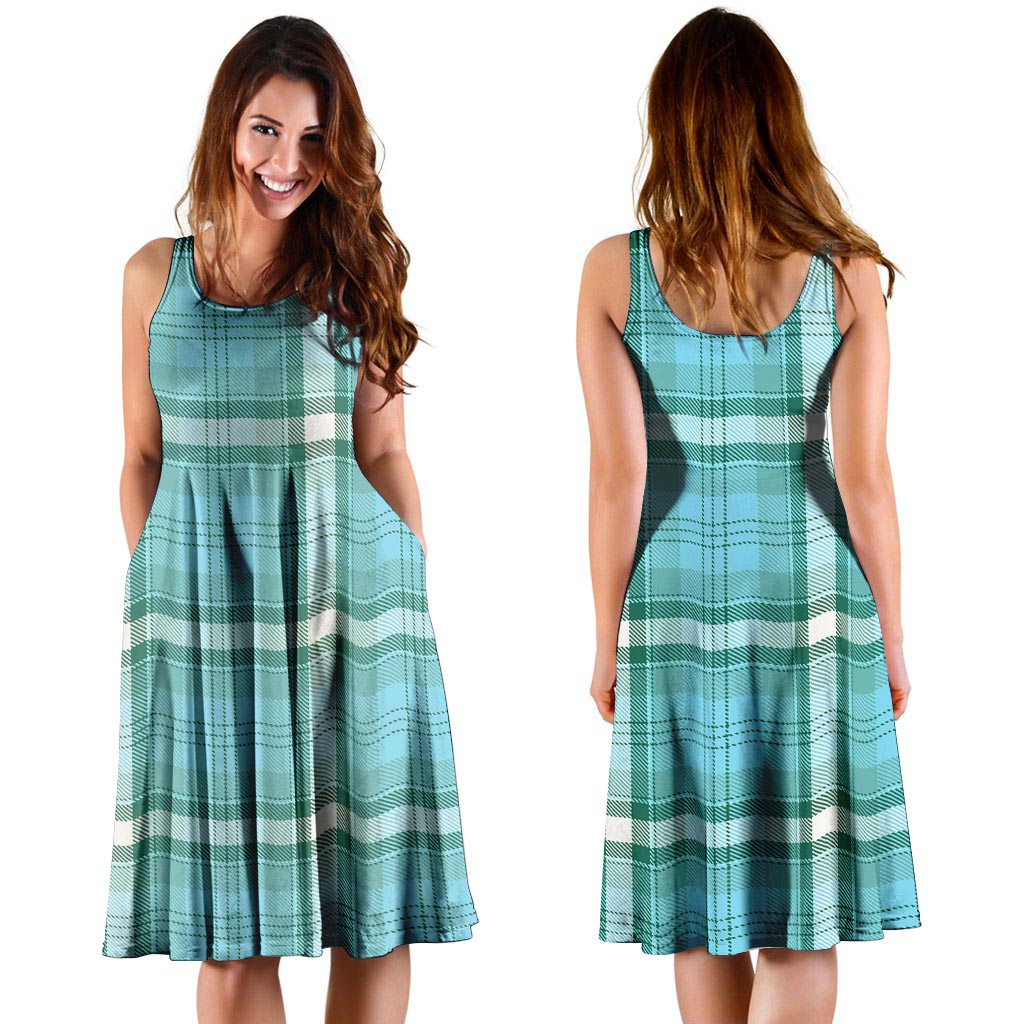 Tartan Aqua Blue Plaid Dress-grizzshop