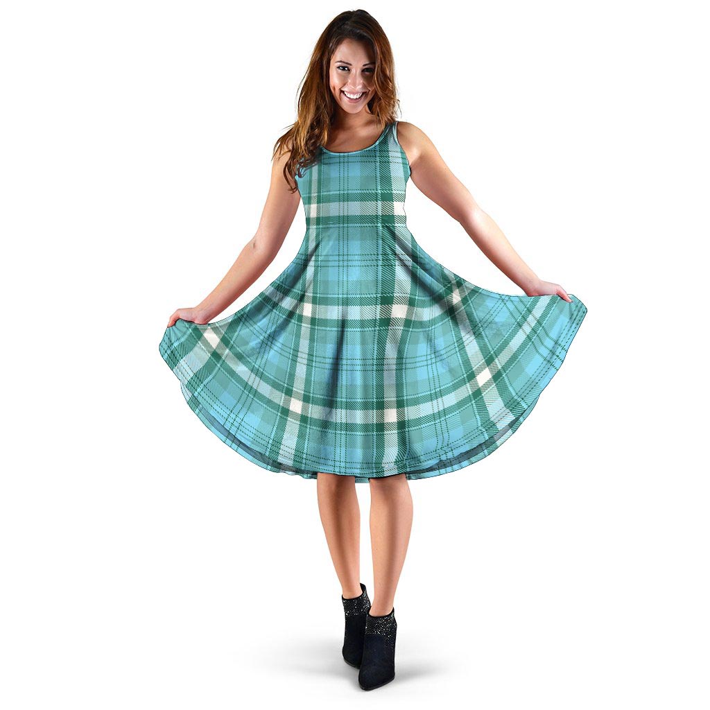 Tartan Aqua Blue Plaid Dress-grizzshop