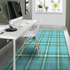 Tartan Aqua Blue Plaid Floor Mat-grizzshop