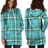 Tartan Aqua Blue Plaid Hoodie Dress-grizzshop