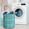 Tartan Aqua Blue Plaid Laundry Basket-grizzshop