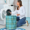 Tartan Aqua Blue Plaid Laundry Basket-grizzshop