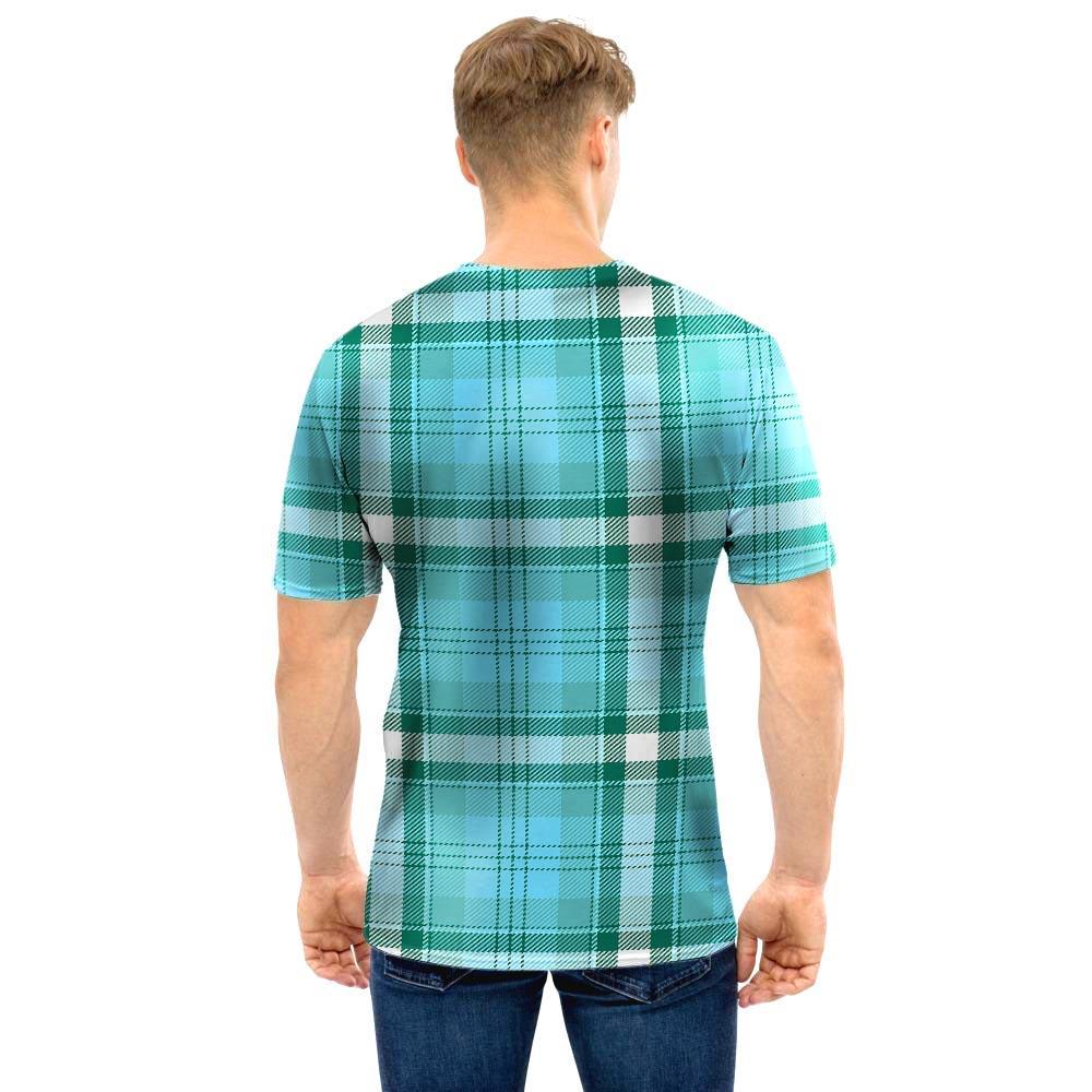 Tartan Aqua Blue Plaid Men T Shirt-grizzshop