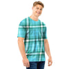 Tartan Aqua Blue Plaid Men T Shirt-grizzshop