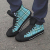 Tartan Aqua Blue Plaid Men's High Top Shoes-grizzshop