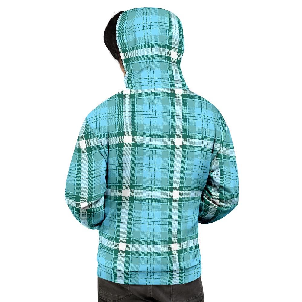 Tartan Aqua Blue Plaid Men's Hoodie-grizzshop