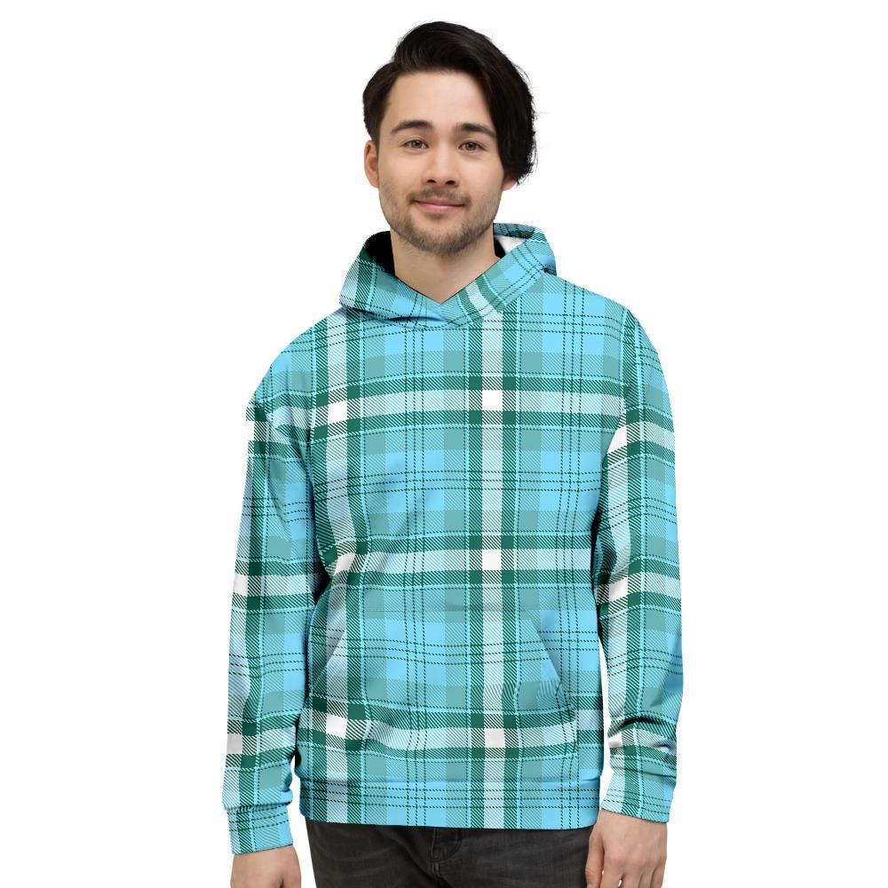 Tartan Aqua Blue Plaid Men's Hoodie-grizzshop