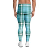 Tartan Aqua Blue Plaid Men's Leggings-grizzshop