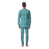 Tartan Aqua Blue Plaid Men's Pajamas-grizzshop