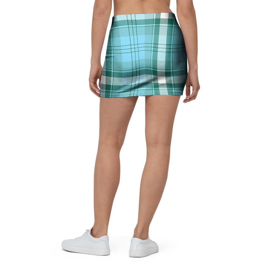 Tartan Aqua Blue Plaid Mini Skirt-grizzshop