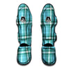 Tartan Aqua Blue Plaid Muay Thai Shin Guard-grizzshop