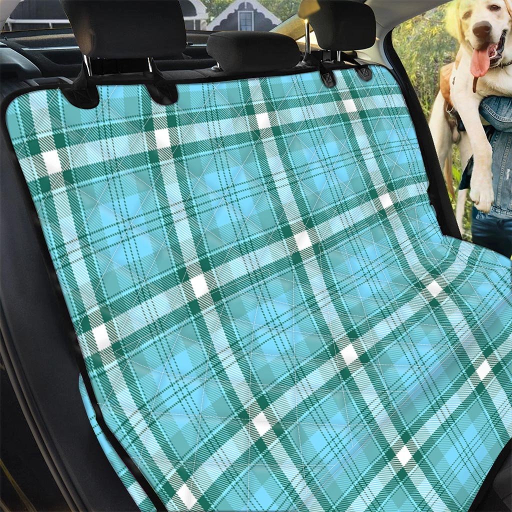 Tartan Aqua Blue Plaid Pet Car Seat Cover-grizzshop